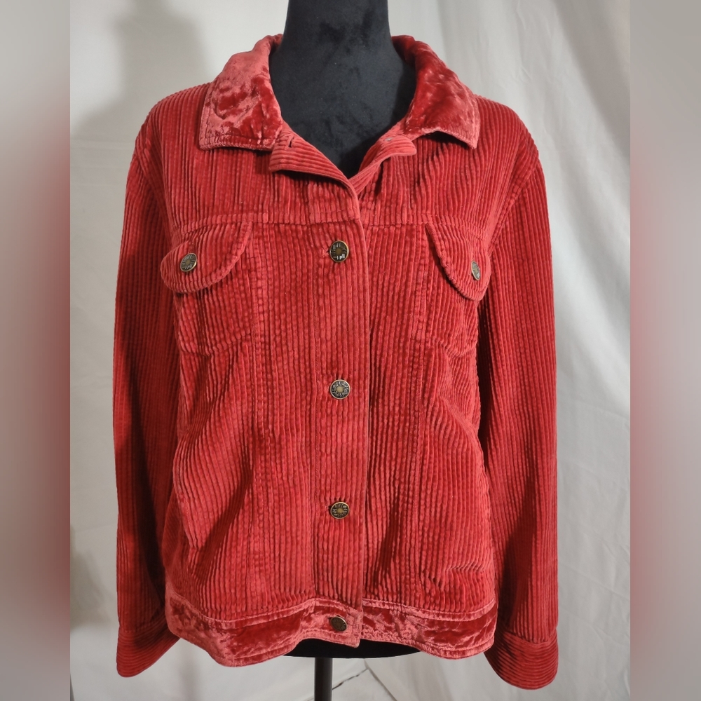 J. JILL Women's Dark Red Corduroy Jacket Size Large